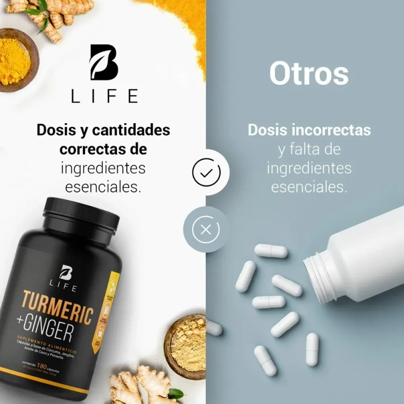 Cúrcuma + Jengibre Con Aceite De Coco 180 Cápsulas B