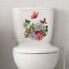 Flowers and Butterflies Toilet Lid Stickers,Removable Vinyl Botanical Flower Toilet