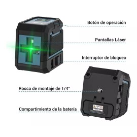Bauihr Nivel Láser 100ft/30m Autonivelante Con Línea Cruzada de Haz Verde (Línea Vertical y Horizontal)