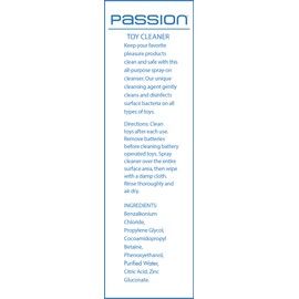 Passion Toy Cleaner Spray, 8 Fl Oz � Mild, Unscented Formula for Effective Cleaning of Common Toy Materials