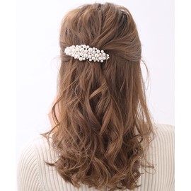 VINGTAINE H7080 Curve Line Volume Pearl Barrette Simple Hair Clip Hair Access