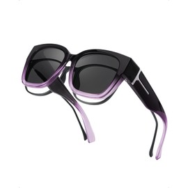 LVIOE Polarized Fit Over Sunglasses for Women Men, Oversized Square Over Glasses Sunglasses with UV Protection CLS7511