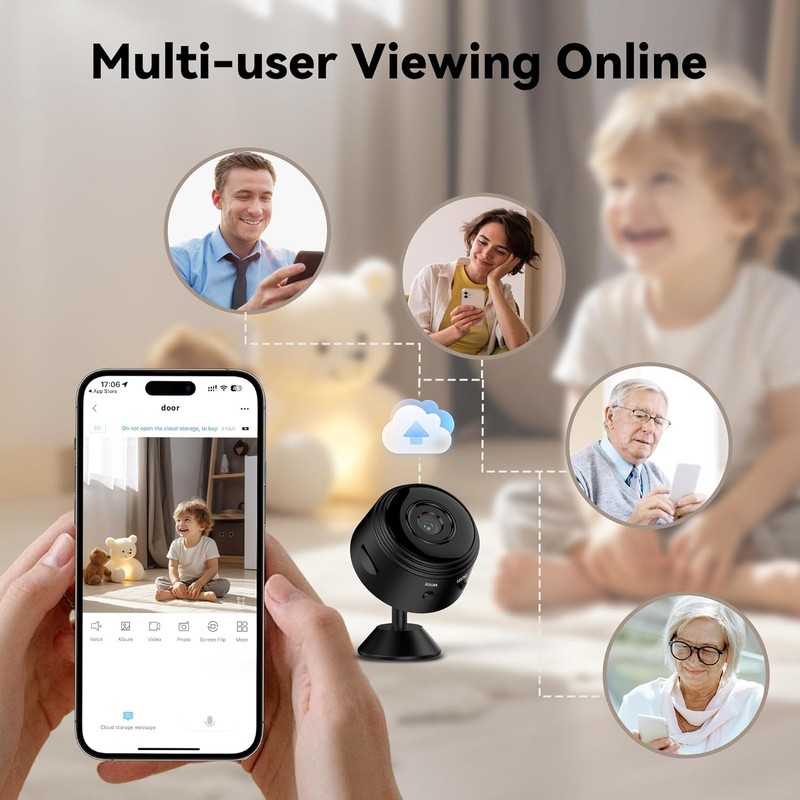 Oraolo Indoor Surveillance Camera, 1080P Clear Night Vision, Home Security