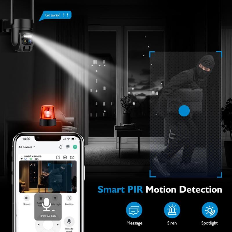 Solar Security Wireless Outdoor Camera,10X Zoom,2K Resolution 360° Pan Tilt