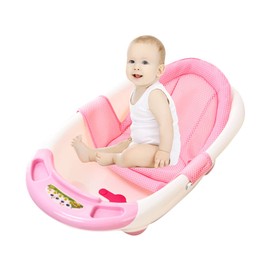 Baby Bath Support Sit Bath Seat Cushion Newsborn Bath Tub Net Soft Bath Pillow Non Slip Bath Floating Mesh Cushion Universal Safe Bathing Cushion Pad Mat (Pink, 19.6x13inch(50x34cm)