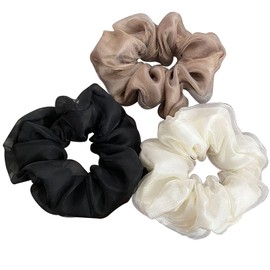 JCUGSBS Haargummis Seide Scrunchies für Damen (3 Stück) - Zopfgummi mit Spiralförmigem Band für Damen Frauen Mädchen, Weich Seidig Elastisch Haargummis Mädchen