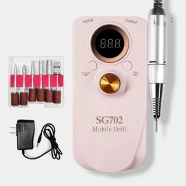 Eléctrico Pulidor De Uñas Esmeril Drill Recargable 35000rpm Color Sg702-us-pink