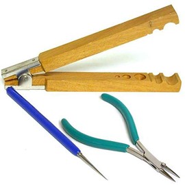 Bead Knotting Pliers & Bead Vise Holder & Awl 3 Tools Beading Jewelry Repair