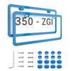 Deselen Blue License Plate Frame - 2-Hole Sleek Style, Stainless