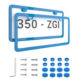 Deselen Blue License Plate Frame - 2-Hole Sleek Style, Stainless Steel, Premium Metal Durability, Easy Install, 2-Pack Gift Box - Matte Painted Finish