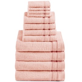 Comfort Spaces Towel Set for Bathroom 12 Piece Luxury Bath Towel Set 4 Hand Towel for Bathroom 4 Washcloth 4 Large Bath Pink Towel Sets 100% Cotton Quick Dry Towel Zero Twist Soft Lightweight Blush