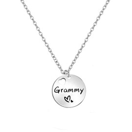 LQRI Grandma Necklace Round Disc Grandma Stainless Steel Charm Necklace Best Grandma Ever Gift for Grandma Nana, Stainless Steel, na-