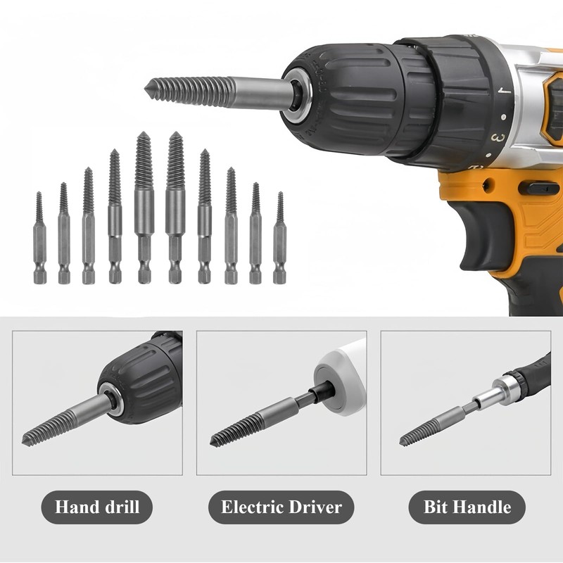Bamyli 10 Pcs Screw Extractor Set,1/4 Inch Hex Bolt Damaged
