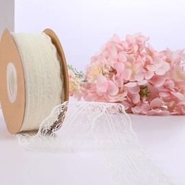 Lace Border Vintage Lace Ribbon Lace Trim Decorative Ribbon Gift Ribbon Lace Trim for Wedding Table Decoration DIY Sewing Crafts Scrapbooking Gift Box (45 m x 4.5 cm), Cream