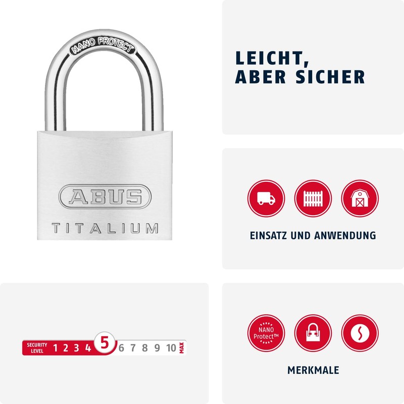 ABUS Titalium 64TI/40 Padlock - Set of 2 Keyed Alike
