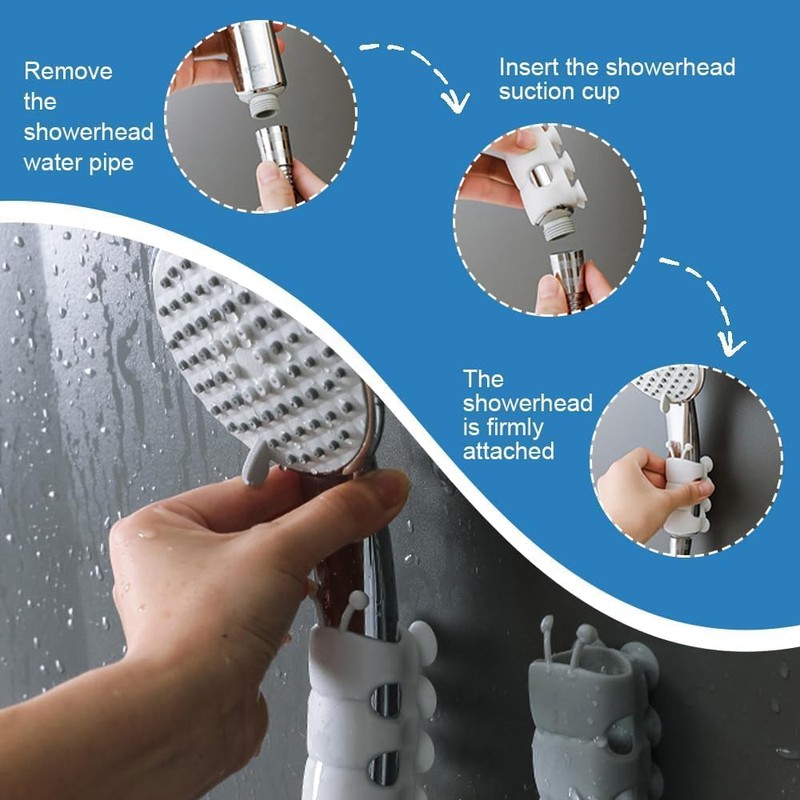 4 Pcs Silicone Shower Head Holder, Universal Relocatable Shower Head