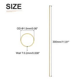 DTGN 1.5 mm x 0.2 mm x 300 mm (AD x Wall TxL) Brass Pipe - 4 Pack - Good for Machine Equipment Crafts Decorative Frame - Round Metal Hoses