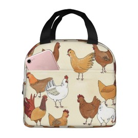 A Brood of Chickens Lunch Bag for Women & Men Adult Insulated Lunch Box, Small Leakproof Cooler Food Lunch Containers Reusable High Capacity Lunch Tote Bags for Work, Travel, Outdoor