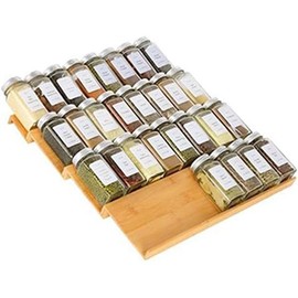 Spice Drawer Organizer, Bamboo Spice Rack for Cabinet Drawer Countertop, Kitchen Spice Storage Drawer (Spice Bottle Not Included) - Color: 18wide