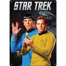 Ata-Boy Star Trek The Original Series Spock and Kirk Metal Sign Size 11.5" X 8.25"