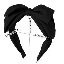 Fengek Big Black Bow Headband for Women - Wide Turban Knotted Bow Hair Accessories, Elegant Hair Bow Headbands for Holiday & Daily Use