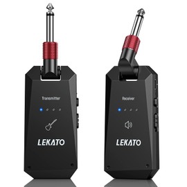 LEKATO LEKATO Upgrated 5.8G Wireless Guitar System, Rechargeable Wireless Guitar Transmitter Receiver, Super Long 8 Hours Battery Life, 4 Channels Guitar Wireless System for Electric Guitar Bass(WS-90)