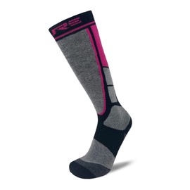 Pure Athlete Ski Socks Made in USA - Alpaca Wool Winter Weather Lightweight Socks for Skiing (S, Neon Pink)