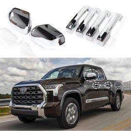 AUCERAMIC Mirror Covers Caps + Door Handle Covers Fit for 2022-2024 Toyota Tundra Toyota Sequoia 3.4L with Turn Signal Model, Without Smart Key Holes