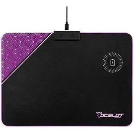 Mouse Pad Rigido Ocelot Gaming OMPR01. Iluminación RGB con Software Integrado, Conexión USB para alimentación, Sistema de Carga inalambrica para