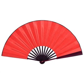 Cyrank Handheld Folding Fans, Chinese and Japanese Silk Hand Held Fans Red Folding Fan Large Folding Fan Vintage Silk Fan Folding Hand Fans for Women Dance Decoration