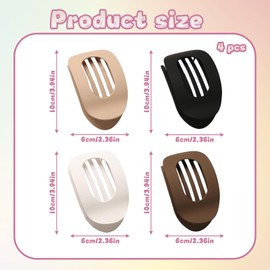 KSVFTB 4 Pcs Flat Claw Clip for Women, Curved Design Flat Hair Claw Clips, Comfortable Strong Hold Lay Flat Hair Clip for Thin, Thick, Curly, and Fine Hair (Mixed)