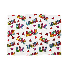 Britto Luxe Blanket & Throw - Colorful Artwork Pattern, 60x80in - Durable Fleece Queen Size Throw Blanket for Home Decor, Bedding, and Couch - Live Laugh Love Design