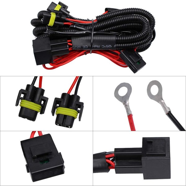 HUIQIAODS H11 880 881 H8 Universal 40A Relay Wiring Harness
