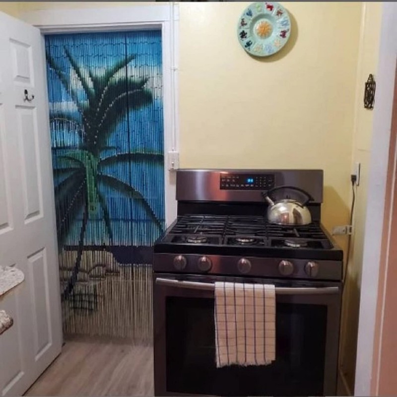 TACHILC Tropical Palm Tree Bamboo Door Beaded Curtain, Hanging Beaded