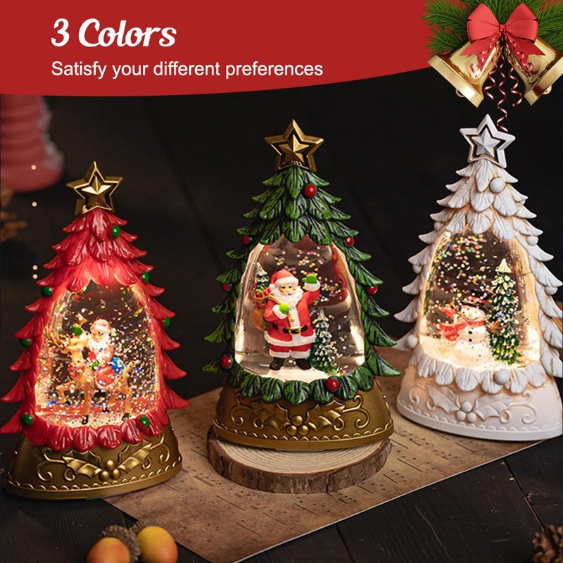 Christmas Snow Globe Lantern, Lighted Water Glittering Lantern, Christmas Festival