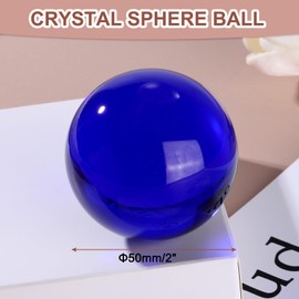sourcing map 50mm/2" Crystal Sphere Ball Glass Solid Decorative Sphere Crystal Ball Prop Ornament for Feng Shui Divination Fortune Telling Tabletop Fountain Decoration, Dark Blue