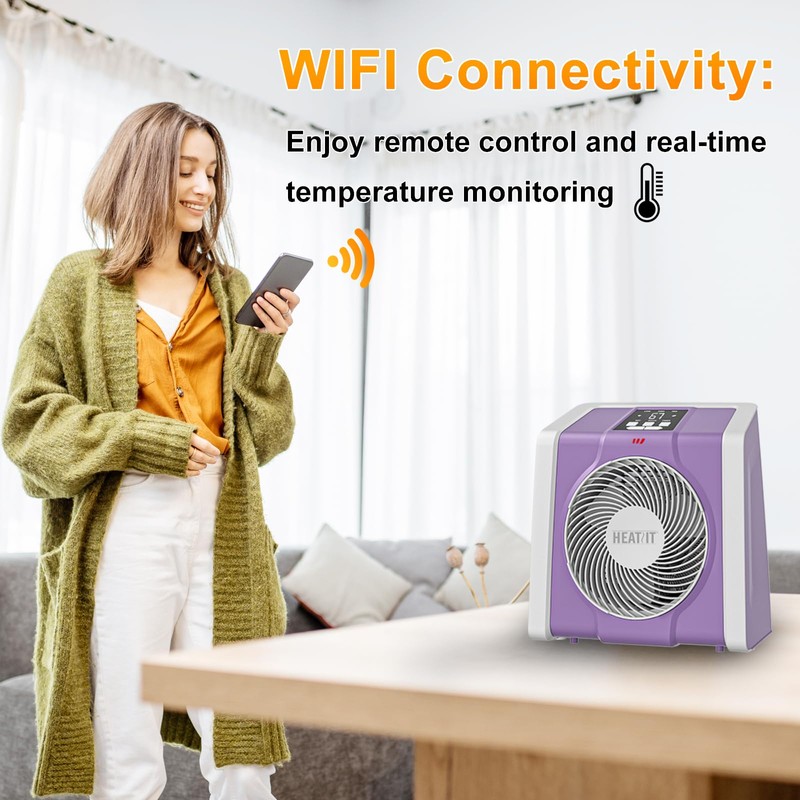 HEATIT Space Heater with Remote for Indoor, Digital Display with
