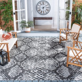 SAFAVIEH Courtyard Collection 8' x 10' Grey/Black CY8162 Indoor/ Outdoor Waterproof Easy-Cleaning Patio Backyard Mudroom Area-Rug