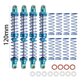 RXZIXYL 4-Pack Front Rear RC Shock Absorber 70mm 80mm 90mm 100mm 110mm 120mm Adjustable Assembled Spring Damper Axial SCX10 Oil Damper for 1/10 RC Crawler Car AXI03007 RBX10 D90 TRX4…