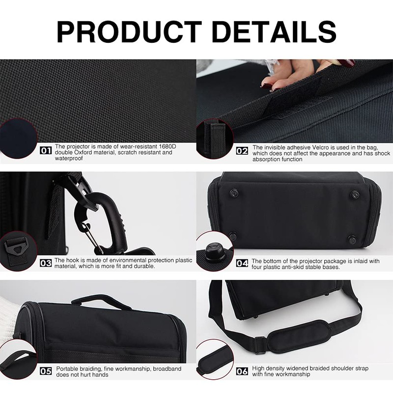 Laluky Video Projector Case, Projector Carrying Bag, Zipper Closure Projector