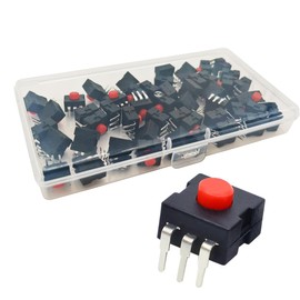 Gebildet Pack of 50 12x12 Self-Locking Micro Mini On/Off/On Switch, NO/NC, 1.5A, 250V, Self-Locking Push Button Switch for DIY SMD Flashlights, Type KAN-13 (Red)
