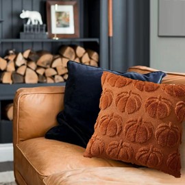 RABUSOFA Fall Pillow Covers 20x20 Set of 2 Fall Decorations Autumn Rust Pumpkin Throw Pillow Cases Thanksgiving Soft Plush Faux Fur Wool Cushion Covers for Couch Sofa Home Decor