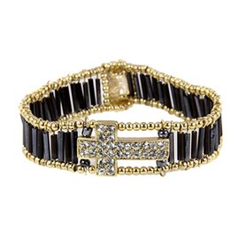 4030627 Beaded Cross Stretch Bracelet Christian Beads Jesus Bible Religious