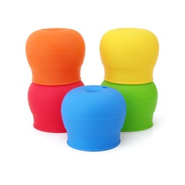 5 Pack Silicone Sippy Cup Lids, Stretches to Cover Kids Cups or Toddler Cups into Soft Spout Sippy Cups, Spill Proof Silicone Lids for Cups