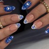 XZMeiLun Blue French Tips Press On Nails Short Almond, Flower