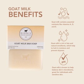 Dionis Goat Milk Milk & Honey Ultimate Bar Soap Shower & Bath 3 Piece Travel Set - Creamy, Rich Lather, Exfoliates & Massages Hands - Triple Milled Soap Bar, Soap Saver Pad & Exfoliating Scrubber Bag