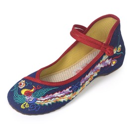 R&V Fashion Women Shoes Walking Dancing Embroidery Vintage Mary Jane Flats(6 UK(Insole:9.84 inch),Blue)