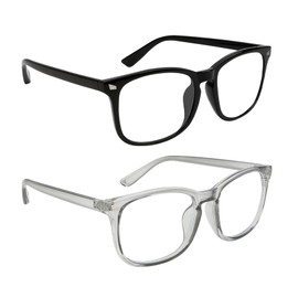 Hisxierng 2Pcs Blue Light Glasses Men Blue Light Blocking Glasses Grey and Black Blue Light Glasses for Woman Adult Teenagers Anti-UV Eyestrain Gaming Glasses Computer Glasses Girls Fasion Glasses