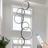 Benkut Modern LED Chandelier 6 Ring Black LED Pendant Light