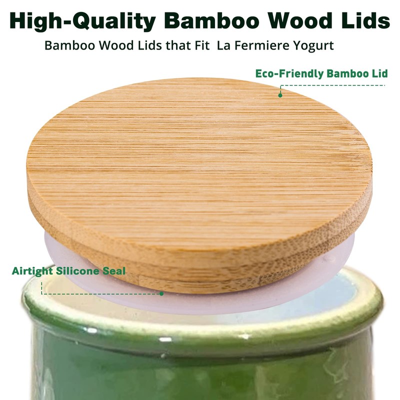 La Fermiere Yogurt Jar lids- 6PC Bamboo Jar Lids for